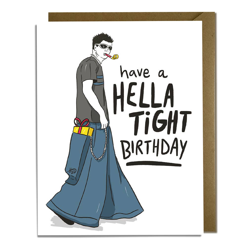 Kat French Design Card Wide Leg Jeans 90s Birthday Card