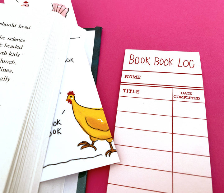 Kat French Design Cards Book Book Chickens - Bookmark with Reading Log