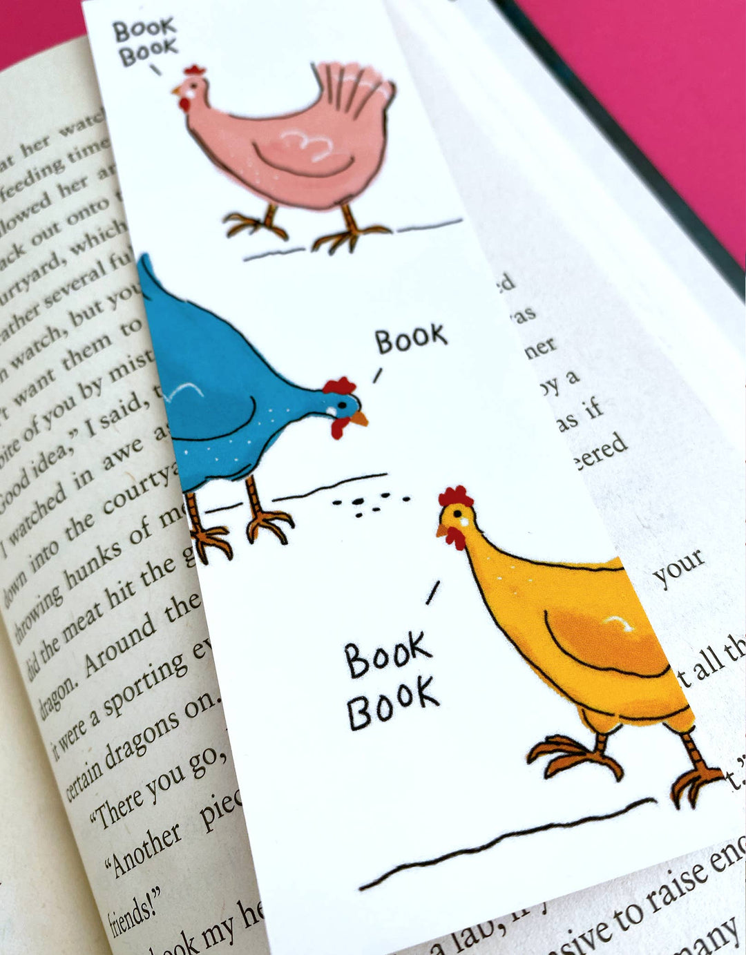 Kat French Design Cards Book Book Chickens - Bookmark with Reading Log