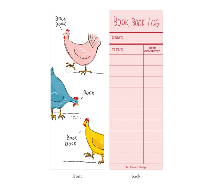 Kat French Design Cards Book Book Chickens - Bookmark with Reading Log