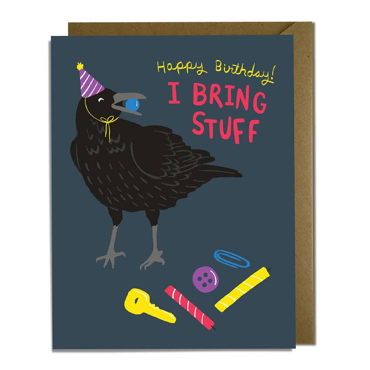 Kat French Design Cards Crow Tokens Funny Birthday Card