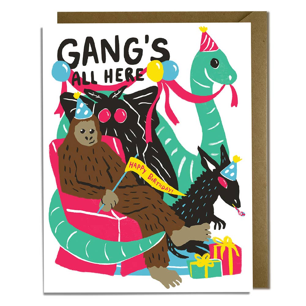 Kat French Design Cards Cryptids Gang's All Here -  Birthday Card