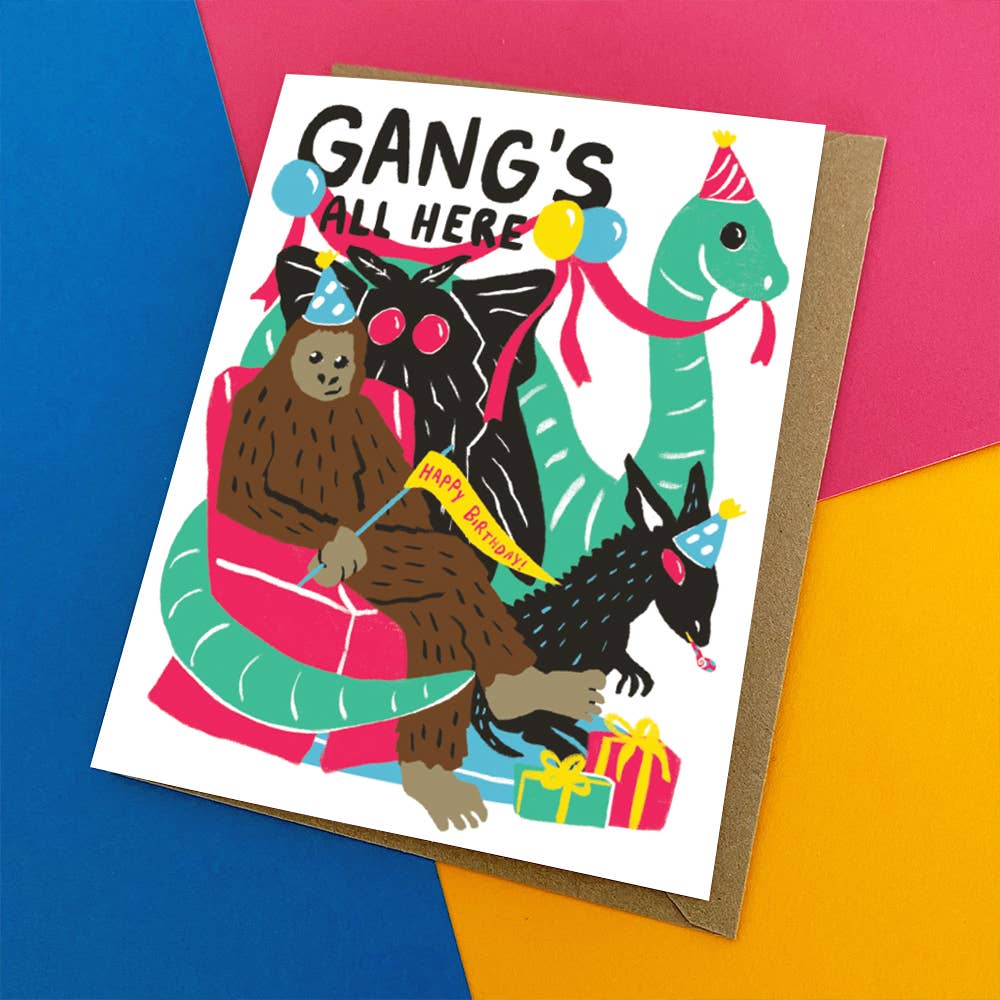 Kat French Design Cards Cryptids Gang's All Here -  Birthday Card
