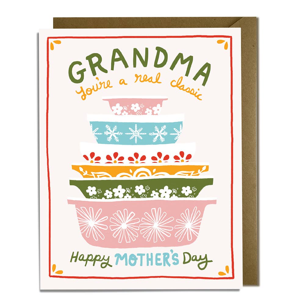 Kat French Design Cards Grandma Mother's Day Card - Vintage Dishes
