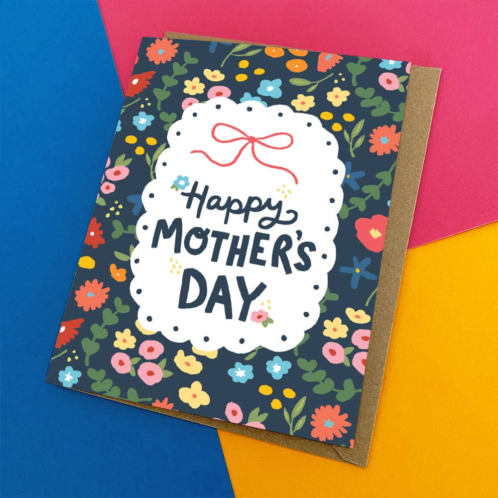 Kat French Design Cards Mother's Day Card - Navy Floral & Lace