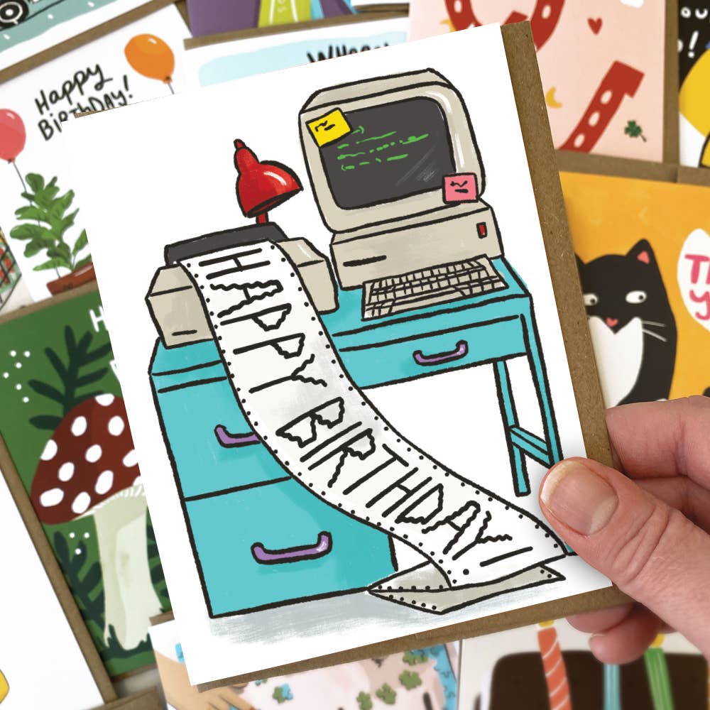 Kat French Design Cards Vintage Printer Banner - Funny Birthday Card