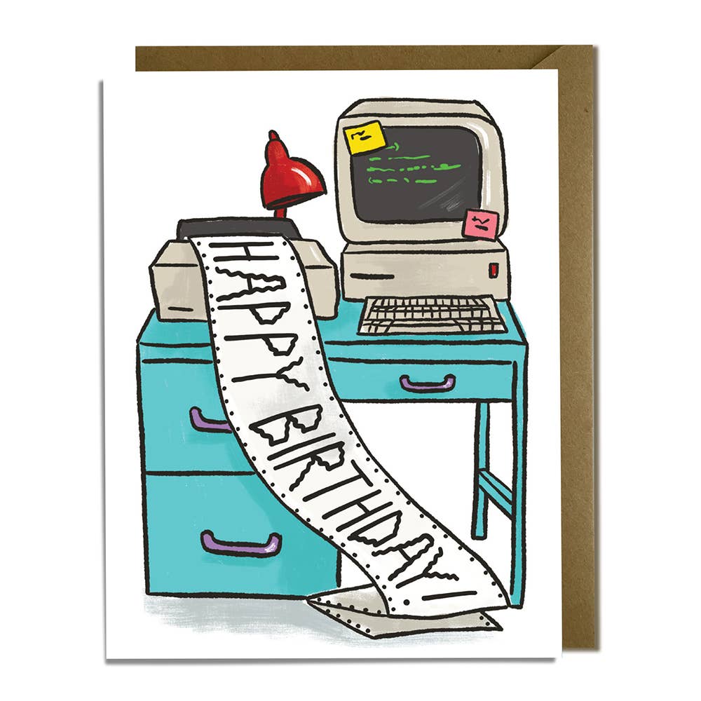 Kat French Design Cards Vintage Printer Banner - Funny Birthday Card