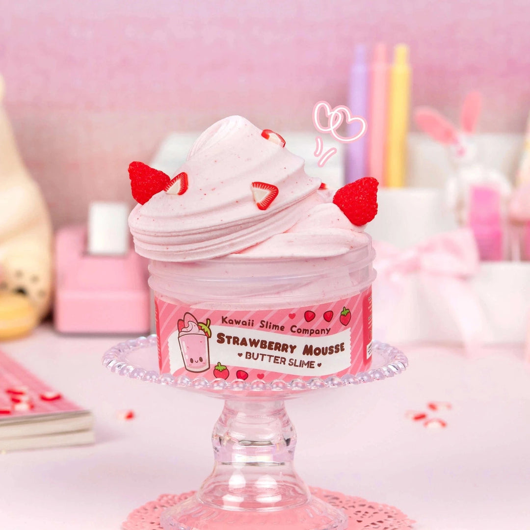 Kawaii Slime Company Gifts Strawberry Mousse Fluffy Butter Slime | Kawaii Slime Company