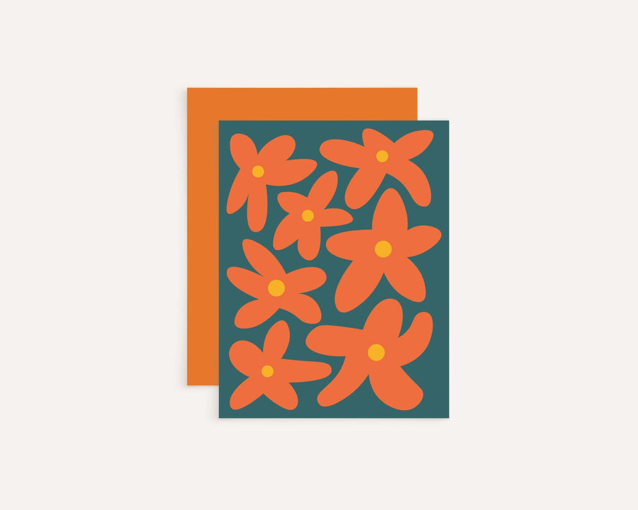 KGS Design Studio Card Orange Flowers Blank Card