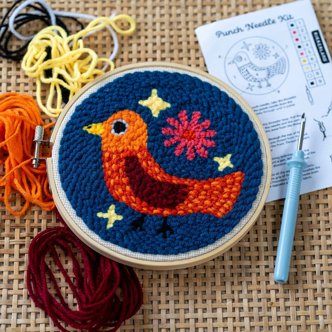 Kikkerland Embroidery Kits Bird Punch Needle Kit