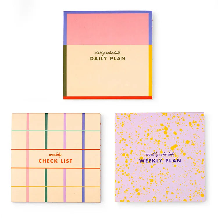 Kikkerland Paper Set of 3 Sticky Note Memo Pads