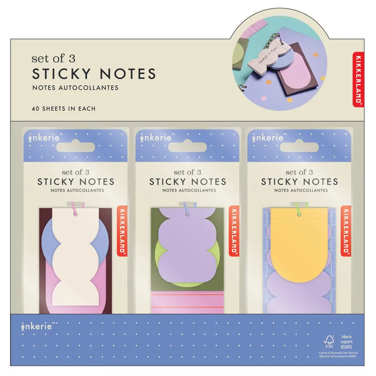 Kikkerland Paper Set of 3 Sticky Notes