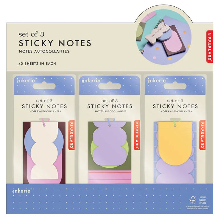 Kikkerland Paper Set of 3 Sticky Notes