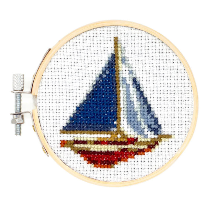 Kikkerland Project Kit Sailboat Mini Cross Stitch Embroidery Kit