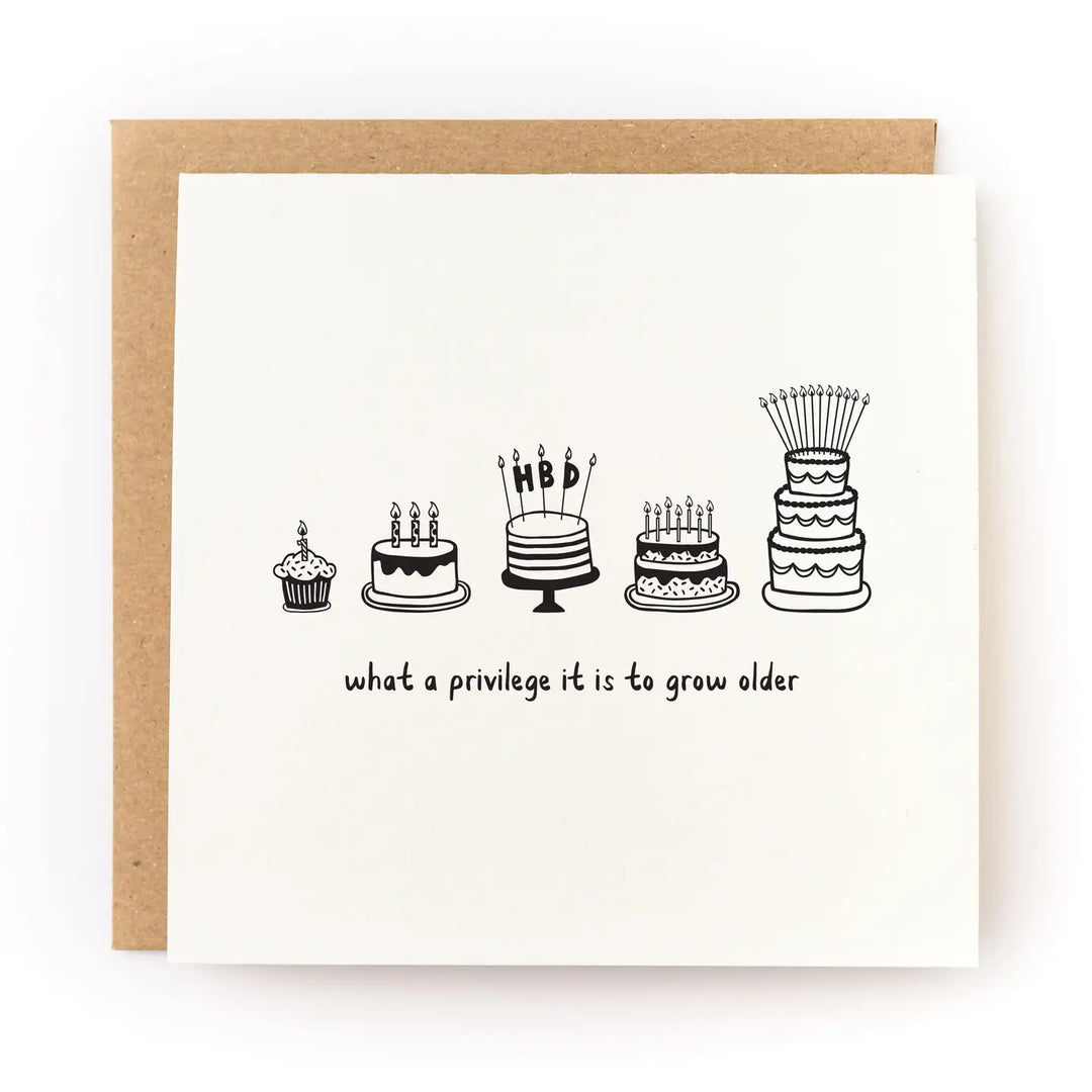 Kwohtations Cards Cards What a Privilege to Grow Older Birthday Card (Square)