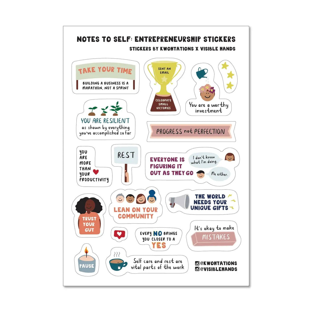 Kwohtations Cards Sticker Sheets Affirmations for Entrepreneurs Sticker Sheet