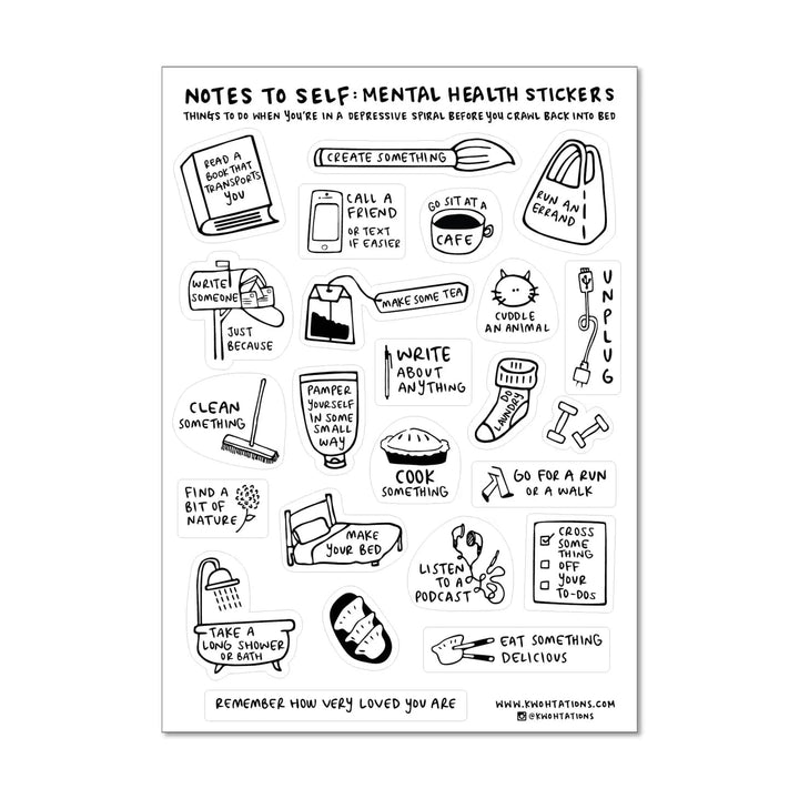 Kwohtations Cards Sticker Sheets Mental Health Sticker Sheet