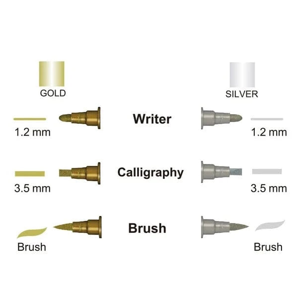 Kyowa Trading Co Paper Gold & Silver Dual Tip Marker Set