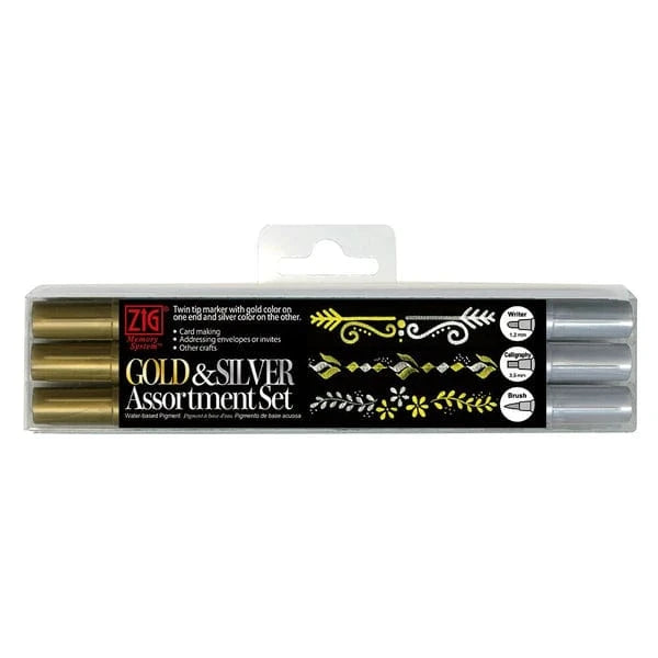 Kyowa Trading Co Paper Gold & Silver Dual Tip Marker Set