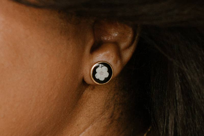 Lace & Pearls Jewelry Fashion Pressed Flower Earrings (Large)