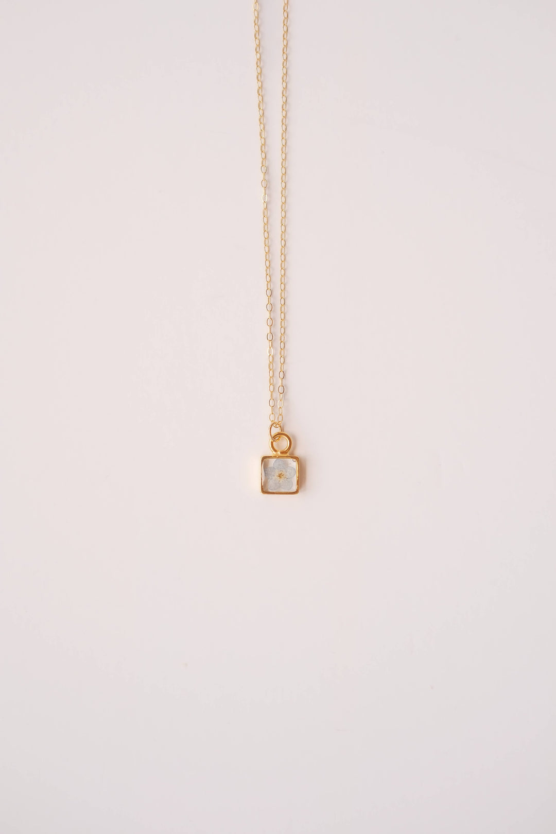 Lace & Pearls Jewelry Fashion Square Forget Me Not Necklace - Blue