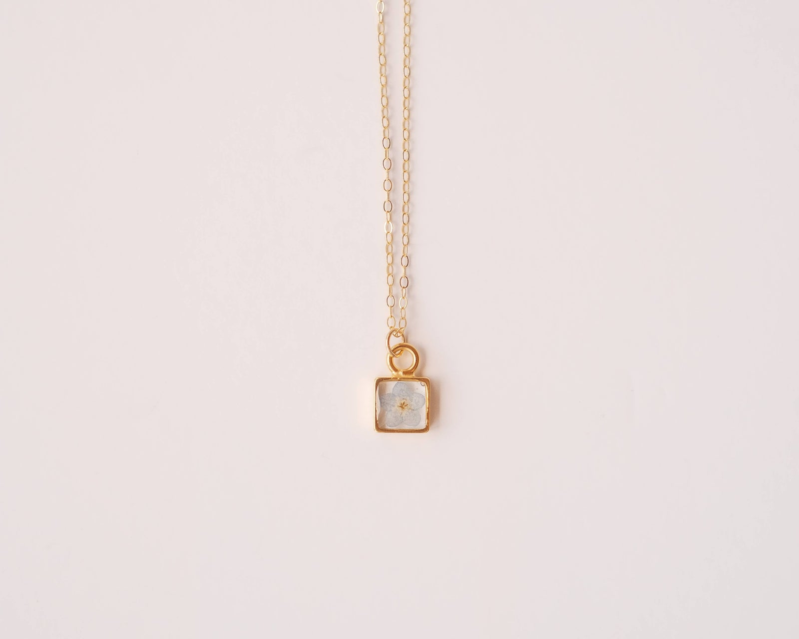 Lace & Pearls Jewelry Fashion Square Forget Me Not Necklace - Blue