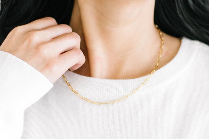 Lace & Pearls Necklace Paperclip Chain 14k Gold-Filled Choker Necklace