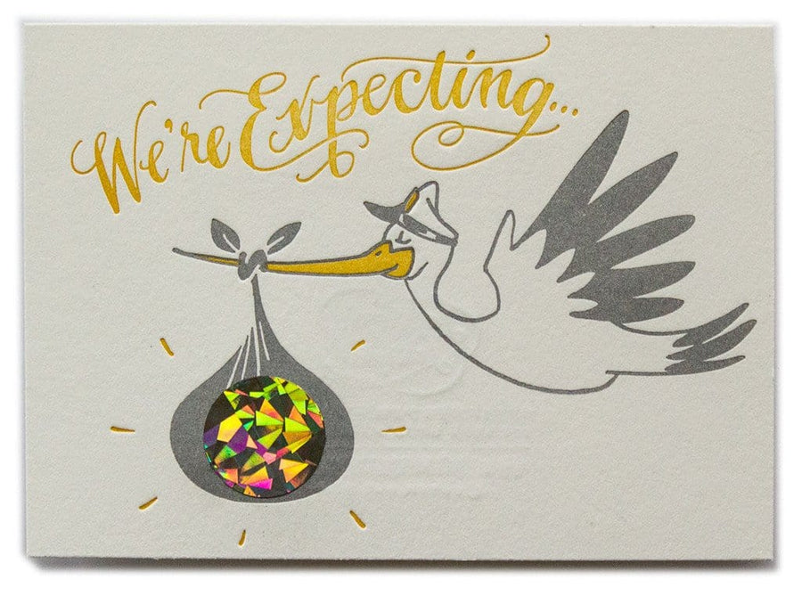 Ladyfingers Letterpress Card Scratch Off Stork Surprise Card- Boy