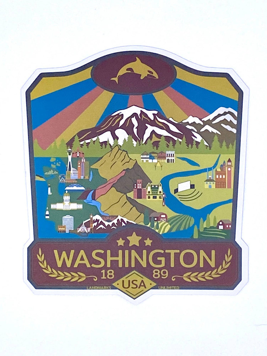 Landmarks Unlimited Sticker State of Washington - 4" Vinyl Sticker