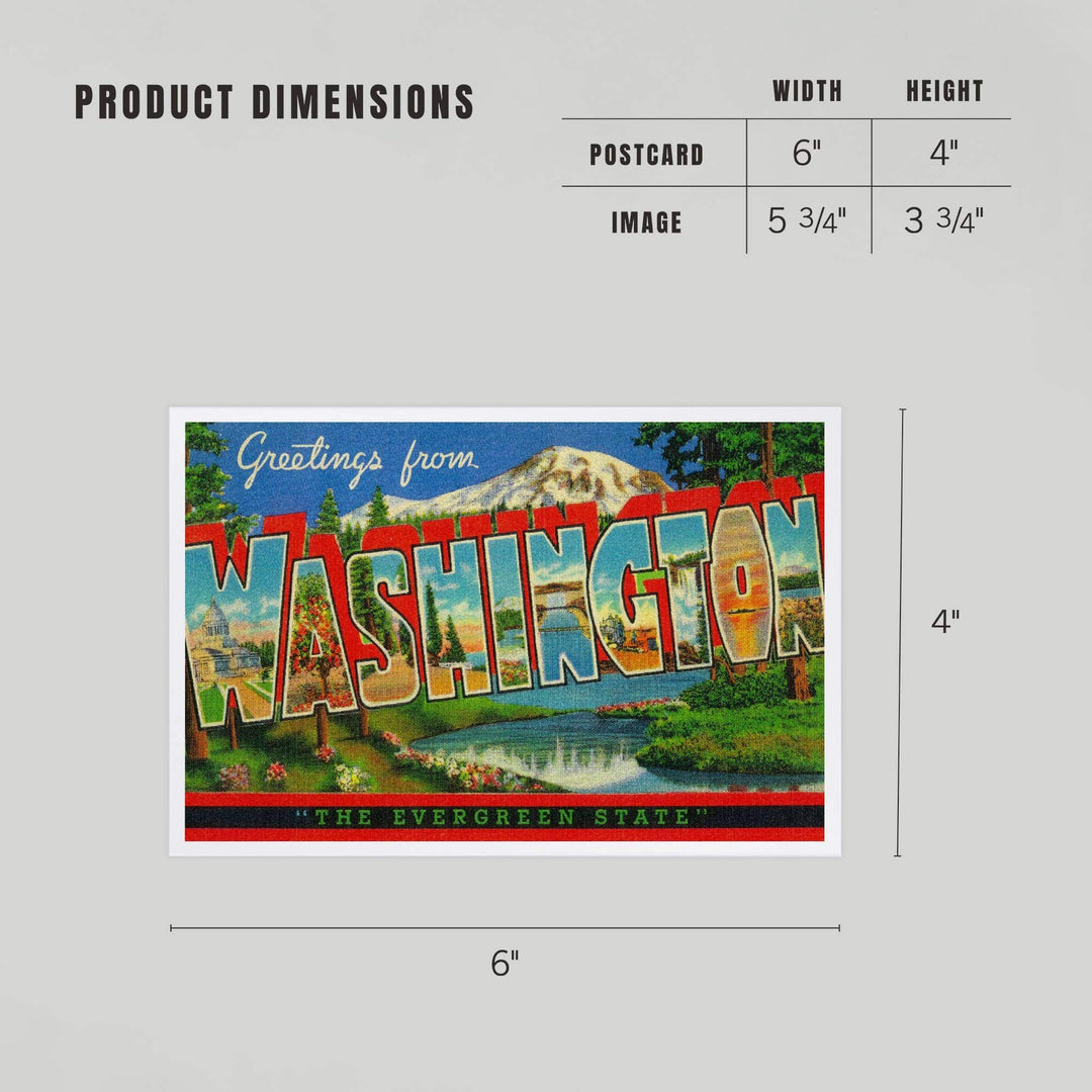Lantern Press Cards Postcard - Gig Harbor, WashingtGreetings from Washington Evergreen State