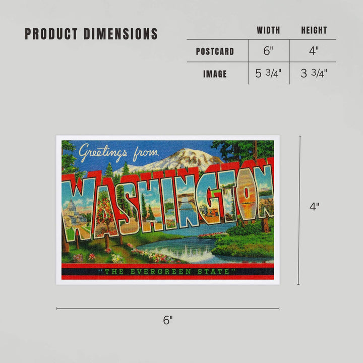 Lantern Press Cards Postcard - Gig Harbor, WashingtGreetings from Washington Evergreen State