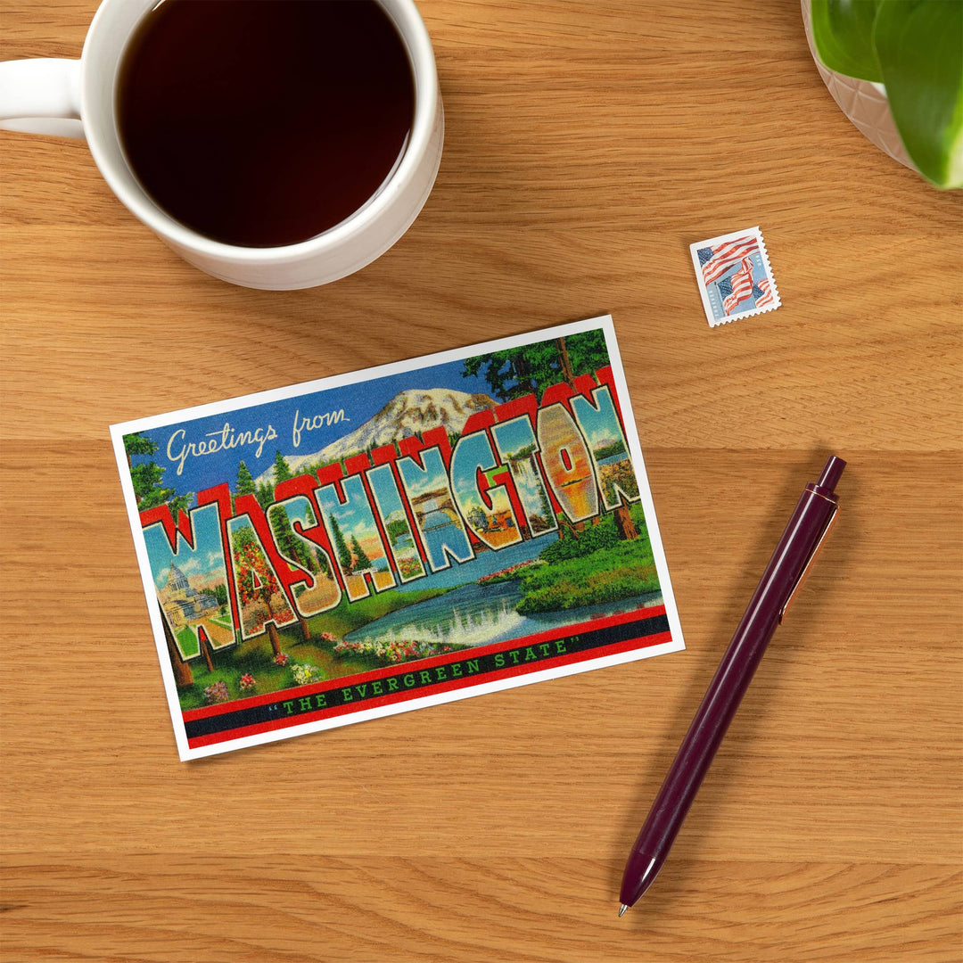 Lantern Press Cards Postcard - Gig Harbor, WashingtGreetings from Washington Evergreen State