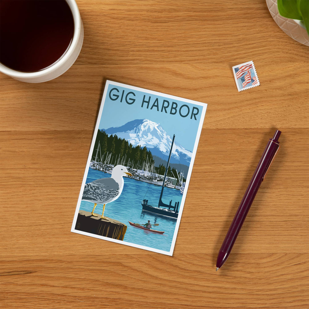Lantern Press Cards Postcard - Gig Harbor, Washington, Day Scene