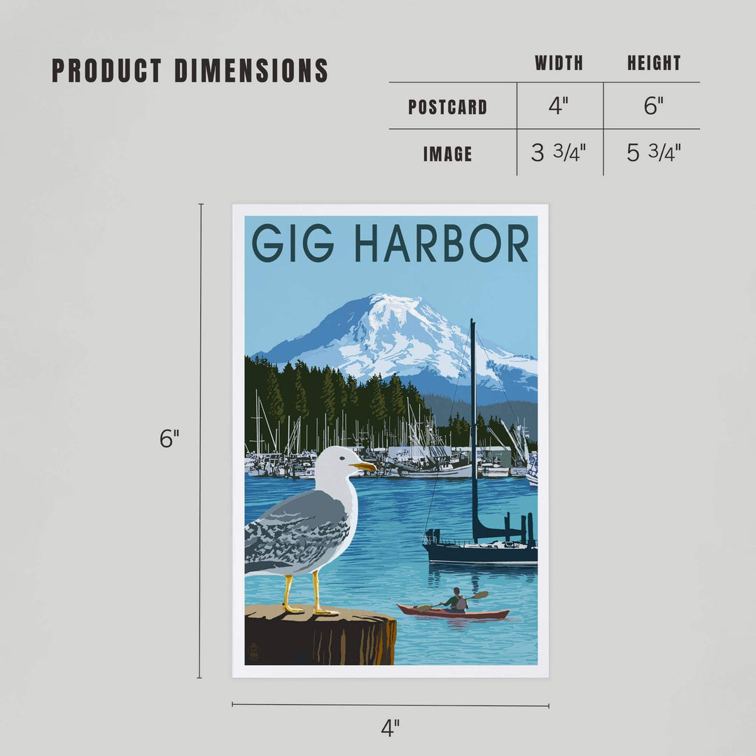 Lantern Press Cards Postcard - Gig Harbor, Washington, Day Scene