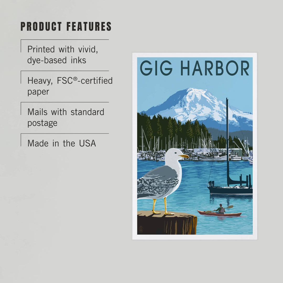 Lantern Press Cards Postcard - Gig Harbor, Washington, Day Scene