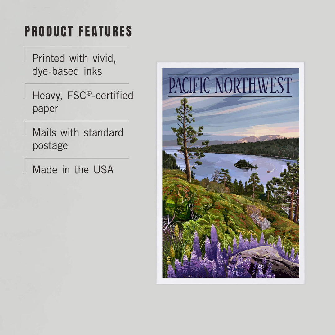 Lantern Press Cards Postcard - Pacific Northwest, Sound and Mountains