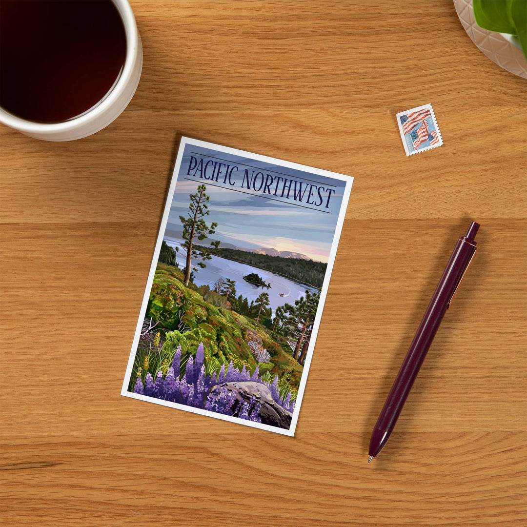 Lantern Press Cards Postcard - Pacific Northwest, Sound and Mountains