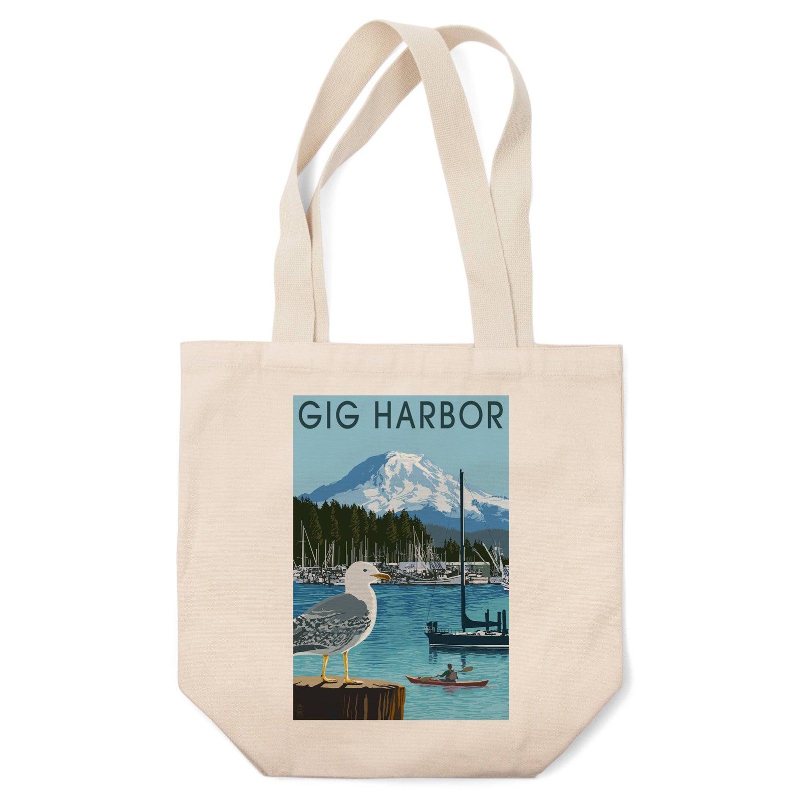 Lantern Press Fashion Organic Tote Bag Gig Harbor, Washington, Day Scene