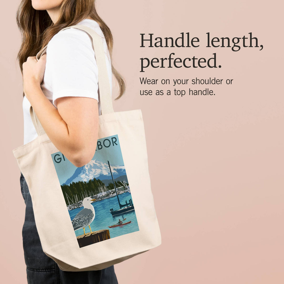 Lantern Press Fashion Organic Tote Bag Gig Harbor, Washington, Day Scene