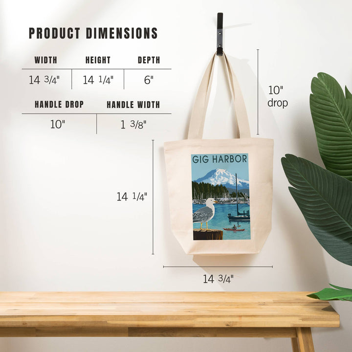 Lantern Press Fashion Organic Tote Bag Gig Harbor, Washington, Day Scene