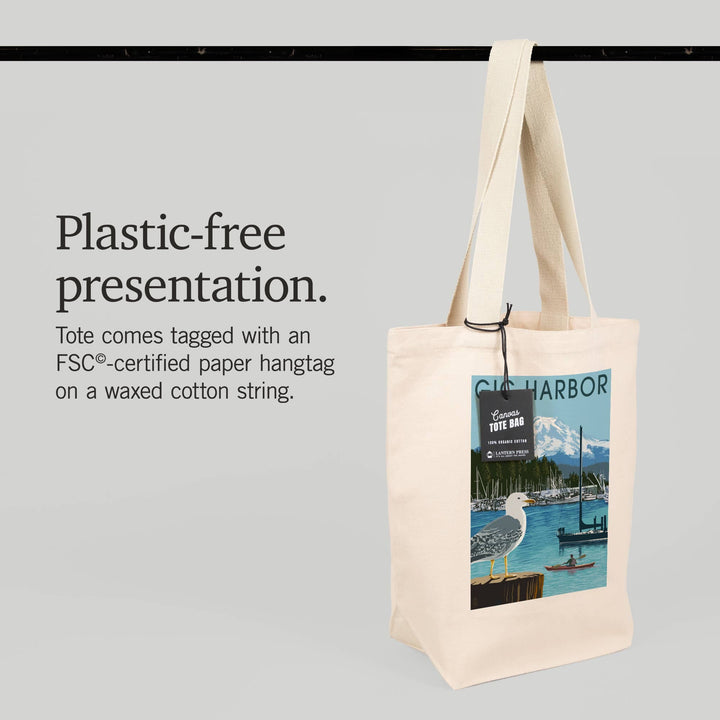Lantern Press Fashion Organic Tote Bag Gig Harbor, Washington, Day Scene
