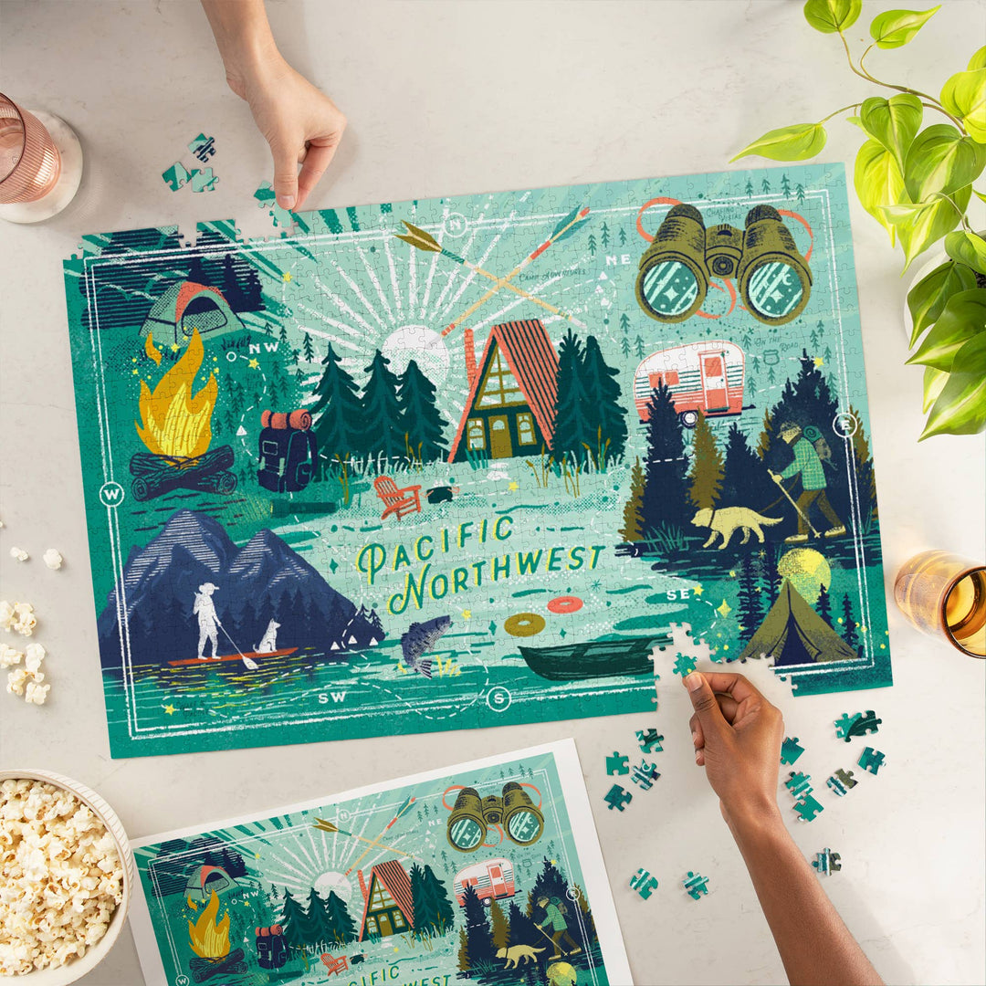 Lantern Press Gifts 1000 Piece Puzzle Pacific Northwest, Lake Life, Collage