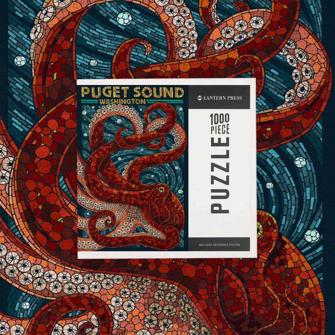 Lantern Press Gifts 1000 Piece Puzzle Puget Sound Washington, Octopus Mosaic