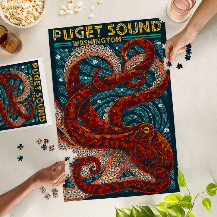 Lantern Press Gifts 1000 Piece Puzzle Puget Sound Washington, Octopus Mosaic