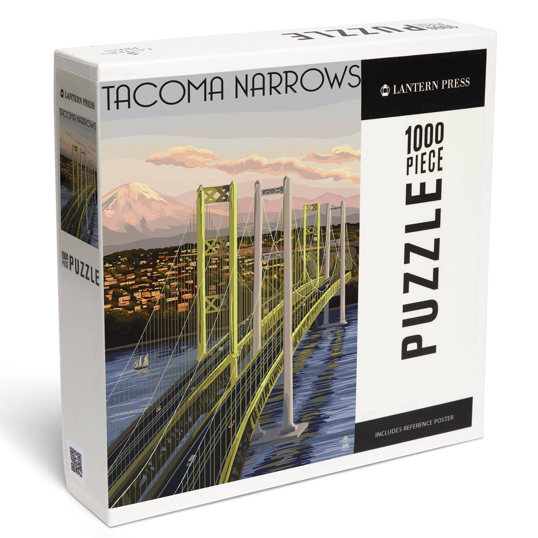 Lantern Press Gifts 1000 Piece Puzzle Tacoma, Washington Narrows Bridge Rainier