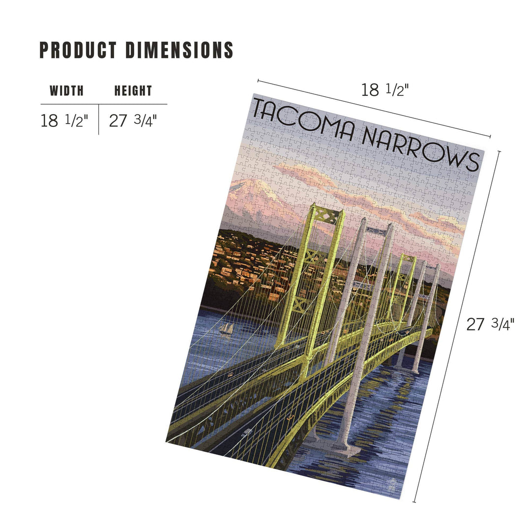 Lantern Press Gifts 1000 Piece Puzzle Tacoma, Washington Narrows Bridge Rainier
