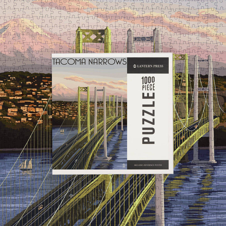 Lantern Press Gifts 1000 Piece Puzzle Tacoma, Washington Narrows Bridge Rainier