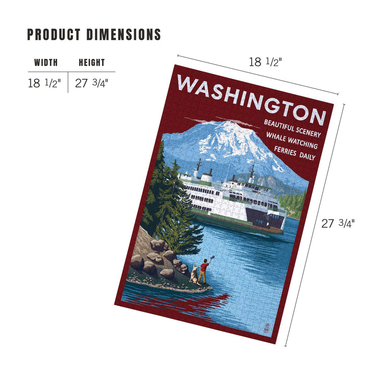 Lantern Press Gifts 1000 Piece Puzzle Washington, Ferry and Mount Rainier Scene