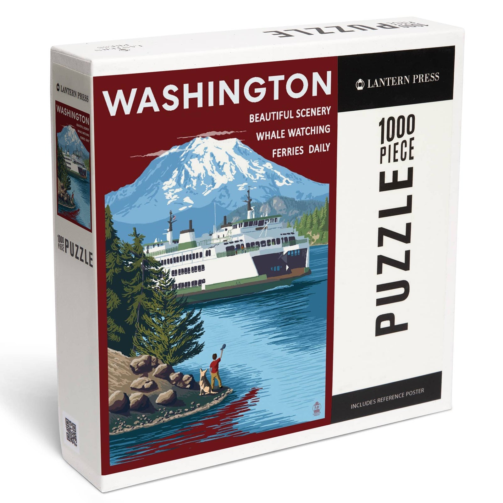 Lantern Press Gifts 1000 Piece Puzzle Washington, Ferry and Mount Rainier Scene