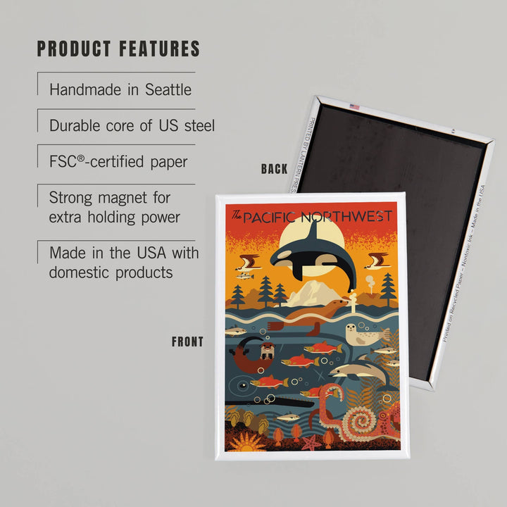 Lantern Press Gifts Magnet Pacific Northwest Marine Animals Geometric